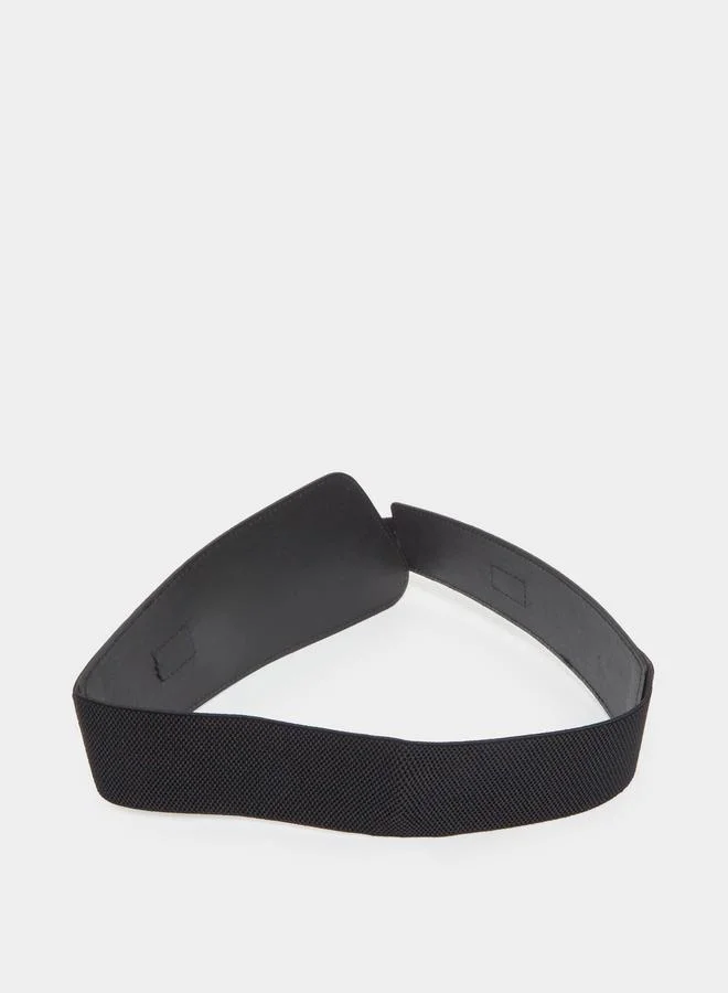 Styli Black Croc-Skin Textured Belt